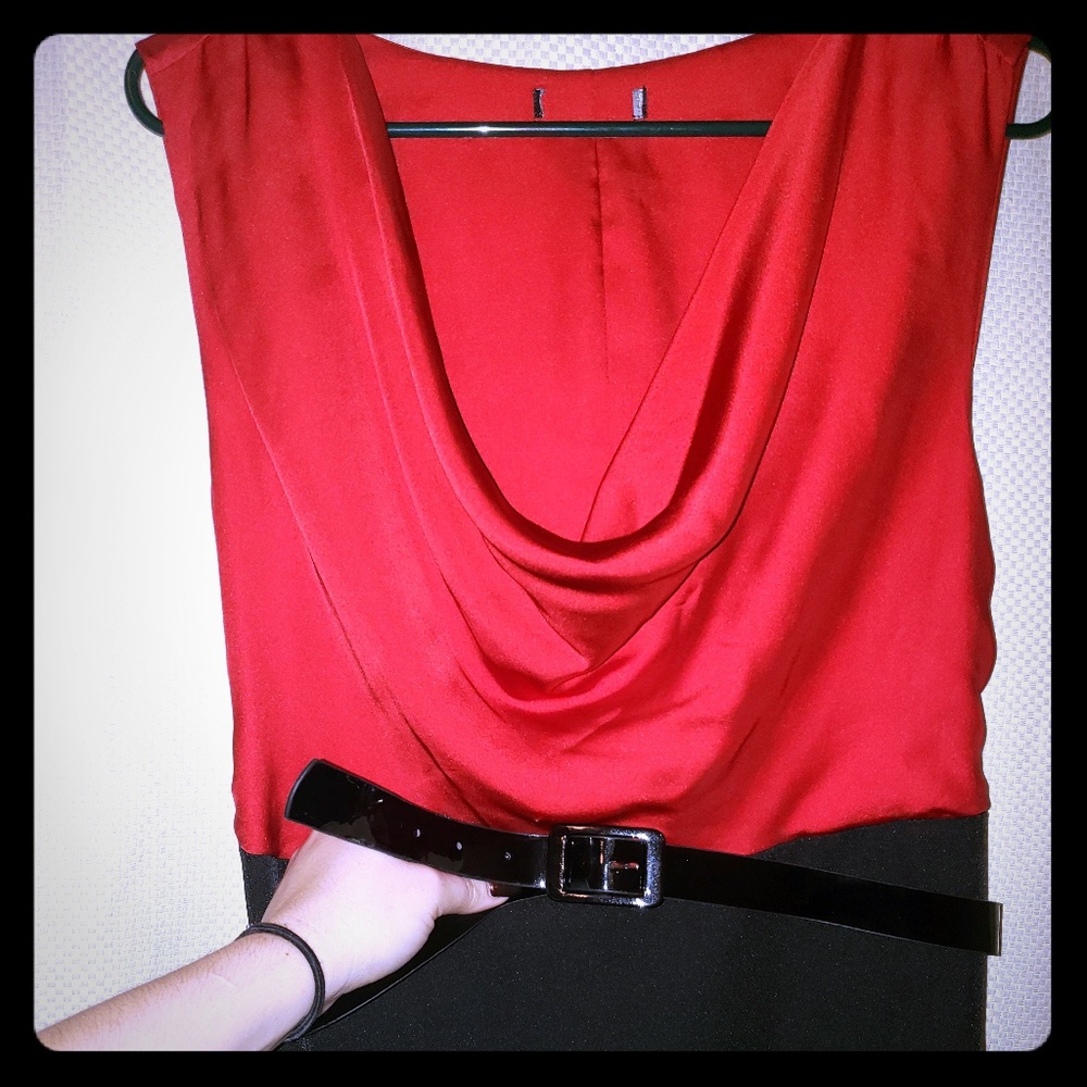 Drape front dress with belt